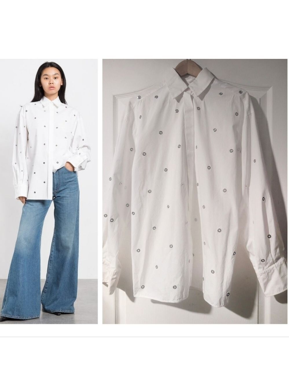 SPORTMAX | Elio eyelet-embellished cotton-poplin shirt In White